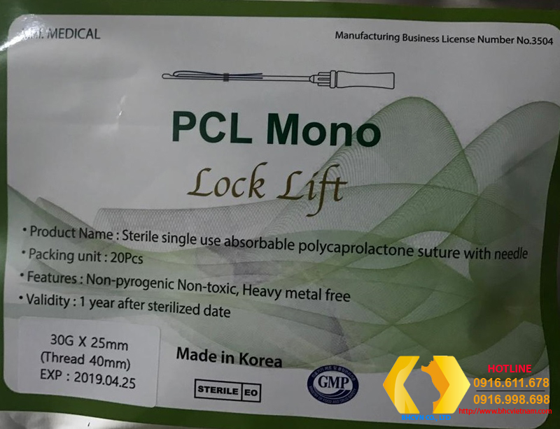 - Chỉ Collagen Lock Lift PCL Mono 30gx25mm